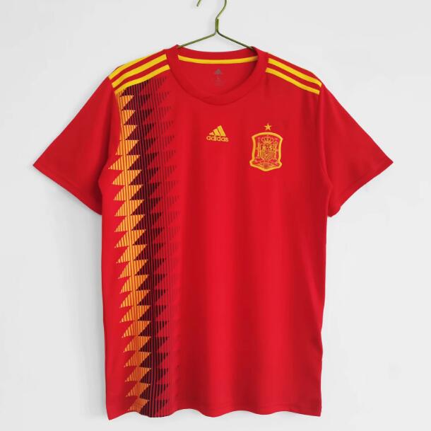 2018 Spain Retro Home Kit Soccer Jersey